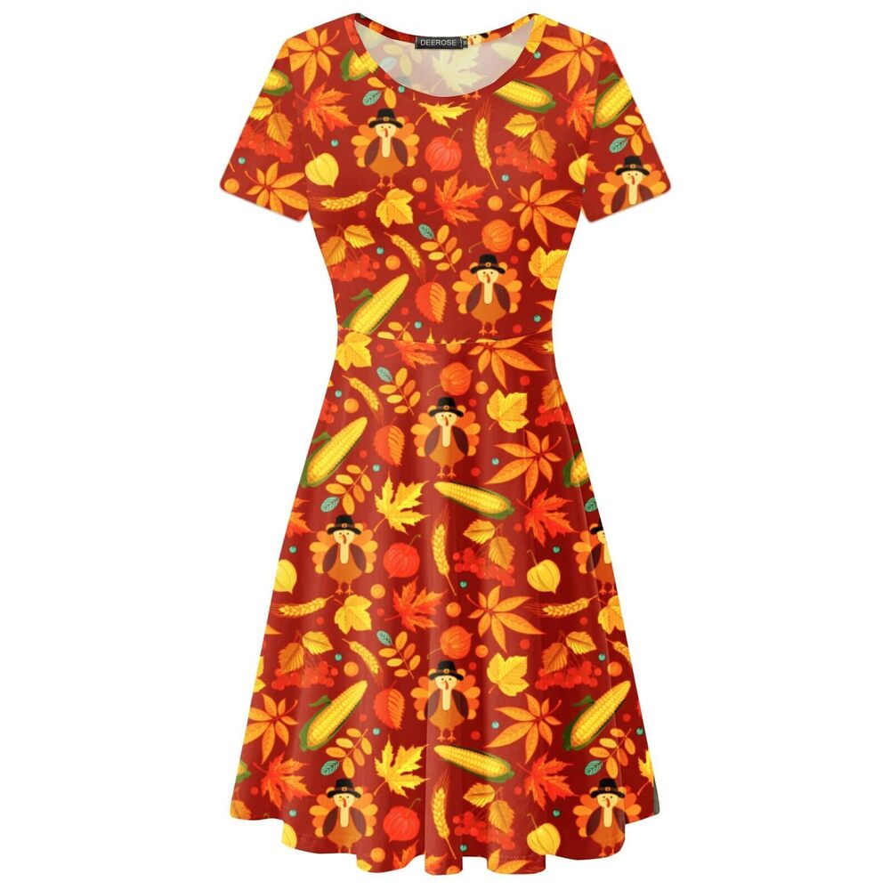 9904 Thanksgiving Dress Turkey Tunic Dresses Aline Elegant Cute Dresses M